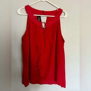 by & by Red Ruffle Sleeveless Blouse